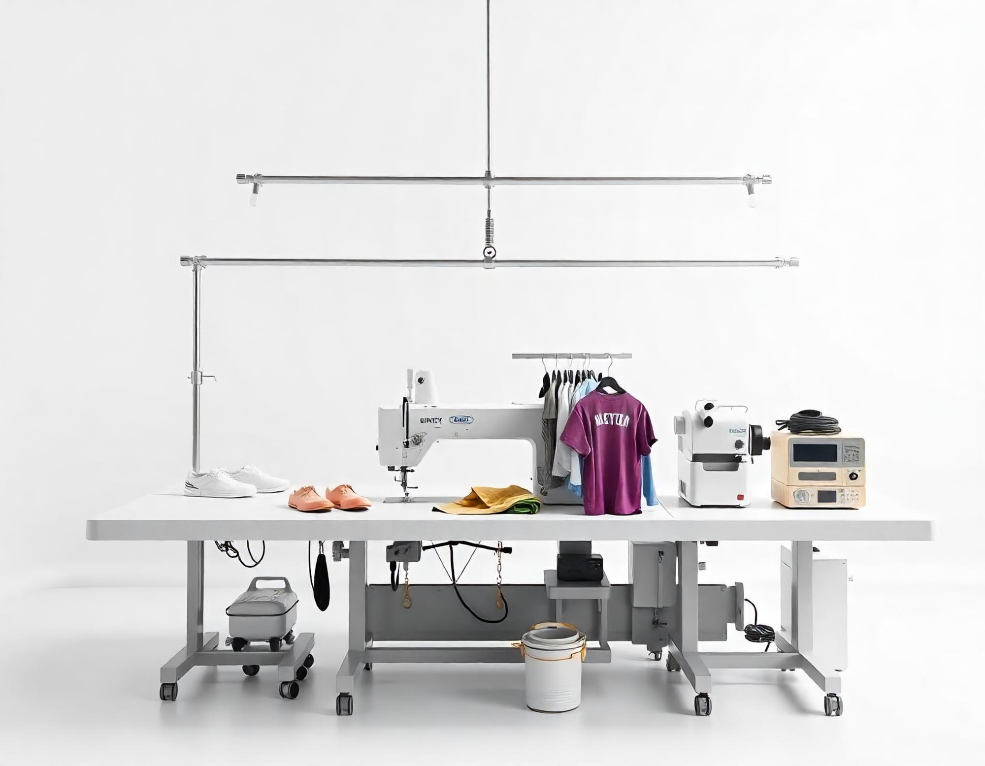 studio workspace with embroidery machines